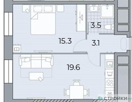 Планировка однокомнатной(квартира) площадью 41.5 квадратных метров в “ЖК ЗИЛАРТ”