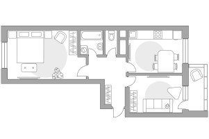 Планировка двухкомнатной(квартира) площадью 57.88 квадратных метров в “ЖК Ильинойс”