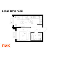 Планировка однокомнатной(квартира) площадью 31.6 квадратных метров в “ЖК Белая Дача парк”