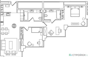 Планировка двухкомнатной(квартира) площадью 102.9 квадратных метров в “ЖК RED7”