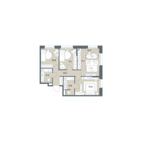 Планировка 4+ комнатной(квартира) площадью 71.6 квадратных метров в “ЖК Станиславский”