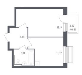 Планировка однокомнатной(квартира) площадью 35.82 квадратных метров в ЖК “ЖК Рублевский Квартал”