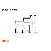 Планировка двухкомнатной(квартира) площадью 48.3 квадратных метров в “ЖК Зеленый парк”