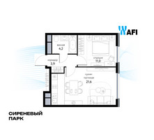 Планировка двухкомнатной(квартира) площадью 40.7 квадратных метров в “ЖК Сиреневый парк”