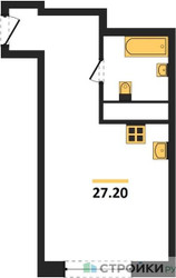 Планировка студии(квартира) площадью 27.1 квадратных метров в ЖК “ЖК Гоголь парк”