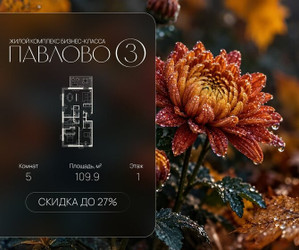 Планировка 4+ комнатной(квартира) площадью 109.9 квадратных метров в ЖК “Павлово 3”
