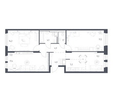 Планировка трехкомнатной(квартира) площадью 79 квадратных метров в “ЖК Мытищи Парк”