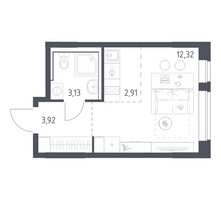 Планировка студии(квартира) площадью 22.28 квадратных метров в “ЖК Подольские кварталы”