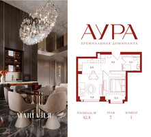 Планировка однокомнатной(квартира) площадью 42.4 квадратных метров в “ЖК АУРА”