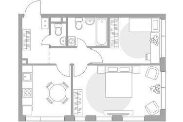 Планировка двухкомнатной(квартира) площадью 51.04 квадратных метров в ЖК “ЖК Нижегородская от Гранель”