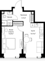 Планировка однокомнатной(квартира) площадью 36.71 квадратных метров в “Мультиквартал СИТИДЗЕН”