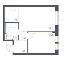 Планировка однокомнатной(квартира) площадью 40.83 квадратных метров в “ЖК Молжаниново”