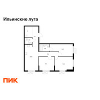 Планировка трехкомнатной(квартира) площадью 87.4 квадратных метров в “ЖК Ильинские луга”