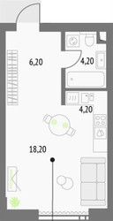 Планировка студии(квартира) площадью 32.8 квадратных метров в ЖК “Upside Towers (Апсайд Тауэрс)”