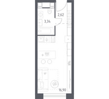 Планировка студии(апартаменты) площадью 22.86 квадратных метров в “ЖК Пятницкое 58 (Перец)”