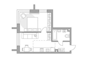 Планировка однокомнатной(квартира) площадью 38.81 квадратных метров в “ЖК Дубровка от Гранель”