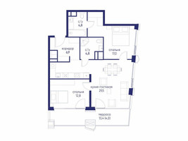 Планировка двухкомнатной(квартира) площадью 79.82 квадратных метров в “ЖК Остров”