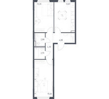 Планировка двухкомнатной(квартира) площадью 57.52 квадратных метров в “ЖК Пригород Лесное”