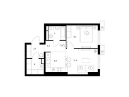 Планировка однокомнатной(квартира) площадью 45 квадратных метров в “ЖК Белая Дача парк”