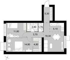 Планировка трехкомнатной(квартира) площадью 69.3 квадратных метров в “Апрелевка Клаб”