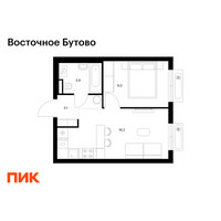 Планировка однокомнатной(квартира) площадью 32.5 квадратных метров в “ЖК Восточное Бутово”