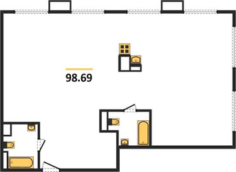 Планировка трехкомнатной(квартира) площадью 98.7 квадратных метров в ЖК “ЖК Dream Towers (Дрим Тауэрс)”