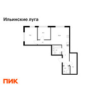 Планировка двухкомнатной(квартира) площадью 60.7 квадратных метров в “ЖК Ильинские луга”