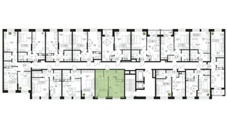 Планировка однокомнатной(квартира) площадью 39 квадратных метров в “ЖК Пушкино Град”