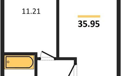 Планировка однокомнатной(апартаменты) площадью 35.95 квадратных метров в ЖК “ЖК Пятницкое 58 (Перец)”