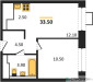 Планировка однокомнатной(квартира) площадью 33.5 квадратных метров в “ЖК Мытищи Парк”