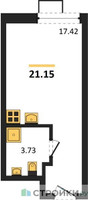 Планировка студии(квартира) площадью 21.15 квадратных метров в “ЖК Citimix (СитиМикс)”