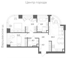 Планировка двухкомнатной(квартира) площадью 83.4 квадратных метров в ЖК “ЖК СТОУН Блик”