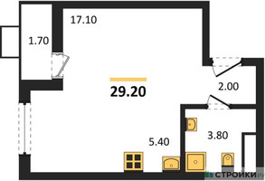 Планировка студии(квартира) площадью 29.2 квадратных метров в “ЖК Деснаречье”