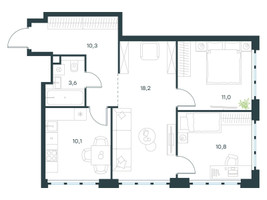 Планировка трехкомнатной(квартира) площадью 64 квадратных метров в “ЖК Level Южнопортовая”