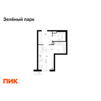 Планировка студии(квартира) площадью 28.7 квадратных метров в “ЖК Зеленый парк”