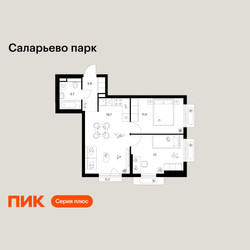 Планировка двухкомнатной(квартира) площадью 50.9 квадратных метров в ЖК “ЖК Саларьево парк”