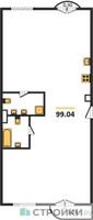 Планировка трехкомнатной(квартира) площадью 99.04 квадратных метров в “ЖК Дом Достижение”