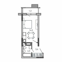 Планировка студии(квартира) площадью 23.2 квадратных метров в “ЖК Квартал Светлый”