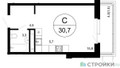 Планировка студии(квартира) площадью 30.7 квадратных метров в “ЖК Одинцовские кварталы”