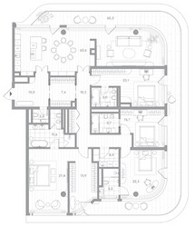 Планировка 4+ комнатной(квартира) площадью 259.2 квадратных метров в ЖК “Клубный дом PHANTOM (Фантом)”