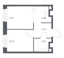 Планировка однокомнатной(квартира) площадью 35.5 квадратных метров в “ЖК ЭкоБунино (Южное Бунино)”