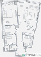Планировка однокомнатной(апартаменты) площадью 122.8 квадратных метров в “ЖК Звезды Арбата”