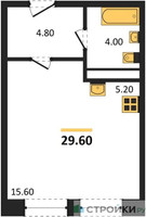 Планировка студии(квартира) площадью 29.3 квадратных метров в “ЖК Пушкино Град”
