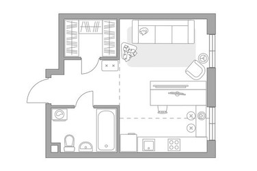 Планировка студии(квартира) площадью 33.17 квадратных метров в ЖК “ЖК Нижегородская от Гранель”
