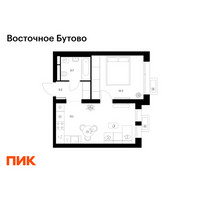 Планировка однокомнатной(квартира) площадью 36.2 квадратных метров в “ЖК Восточное Бутово”