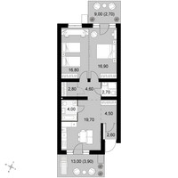 Планировка трехкомнатной(квартира) площадью 81.2 квадратных метров в “Апрелевка Клаб”