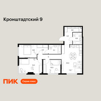 Планировка трехкомнатной(квартира) площадью 87.1 квадратных метров в “ЖК Кронштадтский 9”