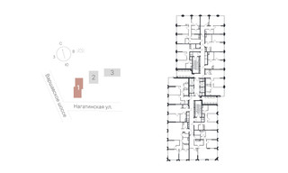 Планировка однокомнатной(квартира) площадью 45.77 квадратных метров в “ЖК 1-й Нагатинский (Первый Нагатинский)”