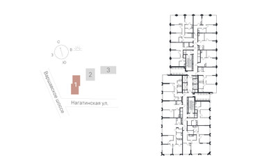 Планировка однокомнатной(квартира) площадью 45.77 квадратных метров в ЖК “ЖК 1-й Нагатинский (Первый Нагатинский)”
