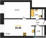 Планировка однокомнатной(квартира) площадью 39.9 квадратных метров в “ЖК SOUL (СОУЛ)”